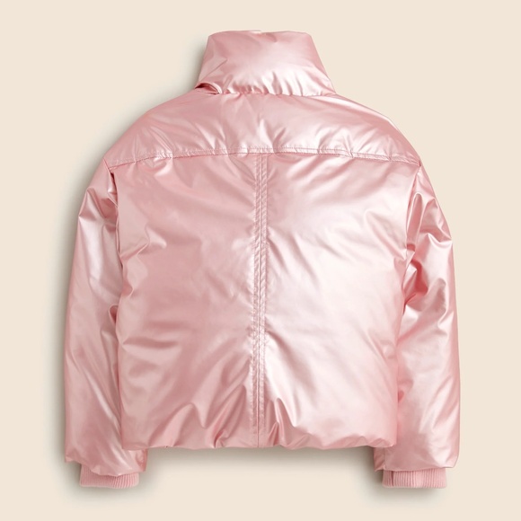 J.Crew Crewcuts Girls Pink Metallic Puffer Jacket - Picture 2 of 9